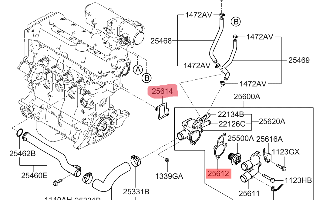 Hyundai Excel Thermostat Housing Gasket Set - image 1